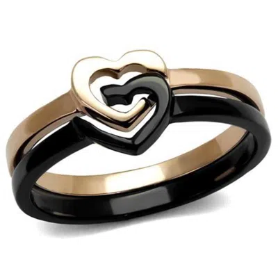 Fashnzfab Ip Rose Gold+ Ip Black (ion Plating) Stainless Steel Ring With No Stone