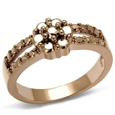 Fashnzfab Ip Rose Gold(ion Plating) Brass Ring With Aaa Grade Cz In Metallic Light Gold In Multi