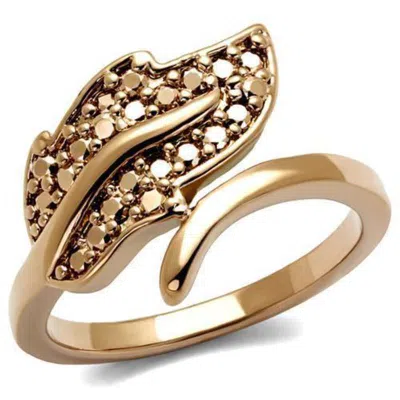 Fashnzfab Ip Rose Gold(ion Plating) Brass Ring With Aaa Grade Cz In Metallic Light Gold In Multi