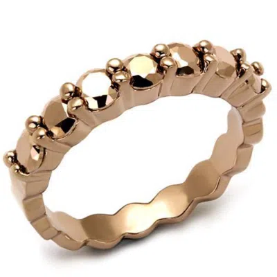Fashnzfab Ip Rose Gold(ion Plating) Brass Ring With Aaa Grade Cz In Metallic Light Gold In Multi