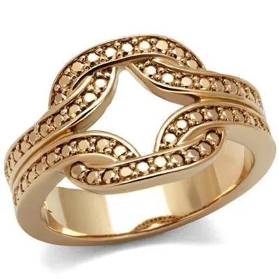 Fashnzfab Ip Rose Gold(ion Plating) Brass Ring With Aaa Grade Cz In Metallic Light Gold In Multi