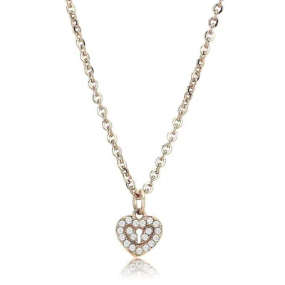 Fashnzfab Ip Rose Gold(ion Plating) Stainless Steel Chain Pendant With Aaa Grade Cz In Clear In Red