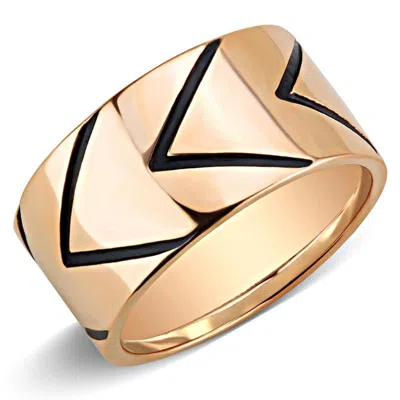 Fashnzfab Ip Rose Gold(ion Plating) Stainless Steel Ring With Epoxy In Jet In Multi