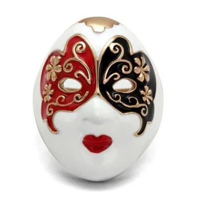 Fashnzfab Ip Rose Gold(ion Plating) Stainless Steel Ring With Epoxy In Multi Color In White