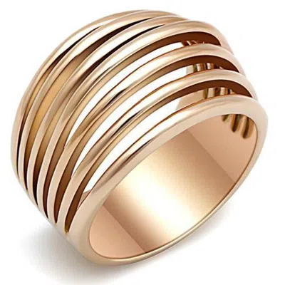 Fashnzfab Ip Rose Gold(ion Plating) Stainless Steel Ring With No Stone