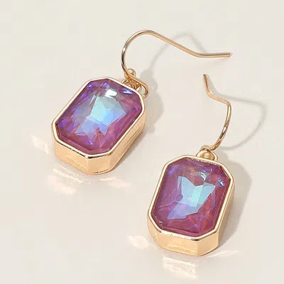 Fashnzfab Iridescent Faceted Drop Dangle Earrings - Gold, Purple