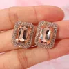Fashnzfab Iridescent Rectangular Rhinestone Evening Stud Earrings In Silver