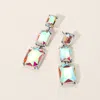 Fashnzfab Iridescent Rectangular Stone Cluster Link Drop Earrings In Multi