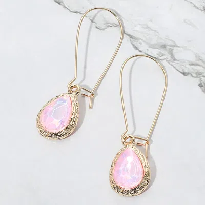 Fashnzfab Iridescent Teardrop Stone Dangle Earrings In Silver