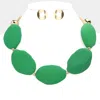 Fashnzfab Irregular Colored Oval Collar Necklace In Green