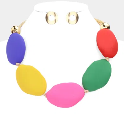 Fashnzfab Irregular Colored Oval Collar Necklace In Multi