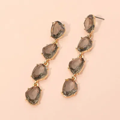 Fashnzfab Irregular Faceted Stone Cluster Link Drop Evening Earrings In Brown