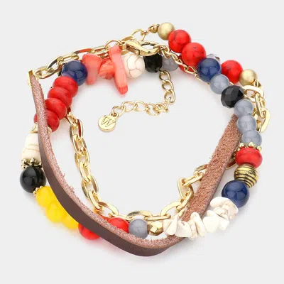 Fashnzfab Irregular Howlite Stretch Bracelet / Necklace Coral In Red