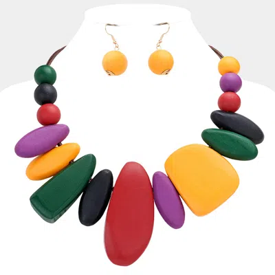 Fashnzfab Irregular Wood Link Necklace In Multi