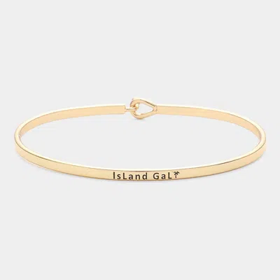 Fashnzfab Island Gal Thin Brass Metal Hook Bracelet Gold