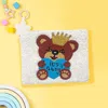 Fashnzfab It's A Boy! Message Bear Seed Beaded Mini Pouch Bag In Blue