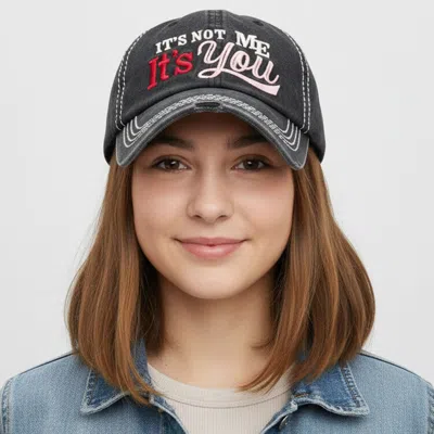 Fashnzfab Its Not Me Its You Message Embroidered Bold Stitch Baseball Cap In Black
