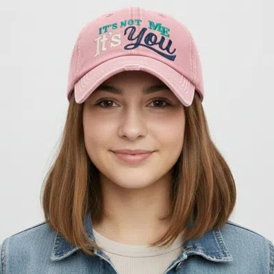 Fashnzfab Its Not Me Its You Message Embroidered Bold Stitch Baseball Cap In Pink