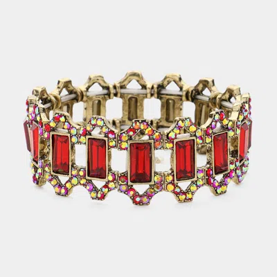 Fashnzfab Jagged Regal Stretch Bracelet Gold, Red