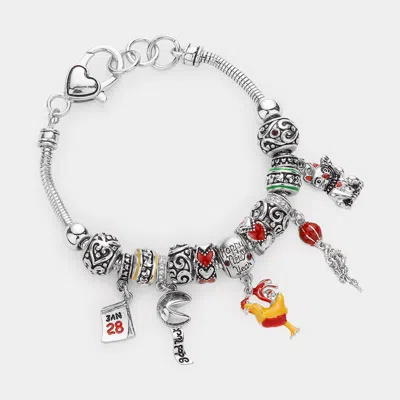 Fashnzfab Jan 28 Fortune Cookie Rooster Chain Cat Multi Bead Bracelet