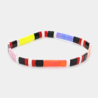 Fashnzfab Japanese Bead Square Stretch Bracelet Multi