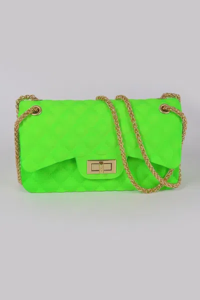 Fashnzfab Jelly Classic Quilted Shape Clutch In Green