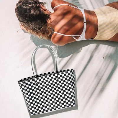 Fashnzfab Jelly Tube Top Handle Basket Weave Tote Bag / Shoulder Bag In Black