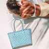 Fashnzfab Jelly Tube Top Handle Basket Weave Tote Bag / Shoulder Bag In Blue