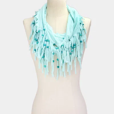 Fashnzfab Jersey Fringe Infinity Scarf In Green