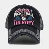 Fashnzfab Jesus Is My Savior Pickleball Is My Therapy Message Vintage Baseball Cap In Black