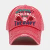 Fashnzfab Jesus Is My Savior Pickleball Is My Therapy Message Vintage Baseball Cap In Pink