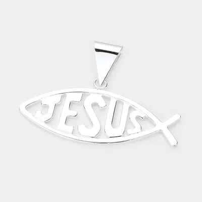 Fashnzfab Jesus Message Metal Ichthys Pendant - Silver