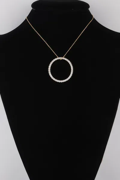 Fashnzfab Jewel Lined Circle Pendant Necklace In Black