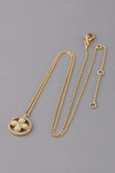 Fashnzfab Jewel Lined Clover Pendant Necklace In Multi