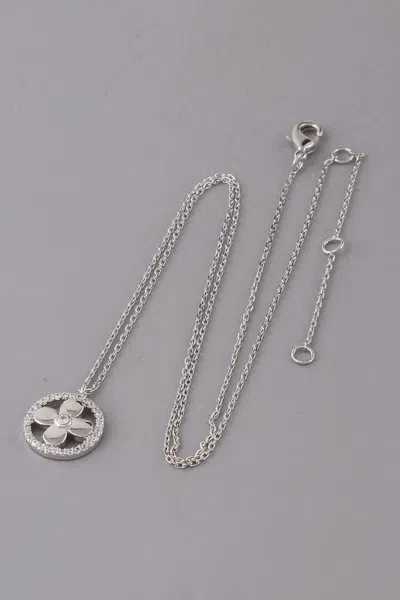 Fashnzfab Jewel Lined Clover Pendant Necklace In Silver