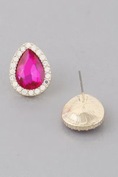 Fashnzfab Jewel Teardrop Stud Earrings In Purple