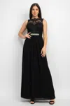 Fashnzfab Jewel Waist-tie Lace Maxi Dress
