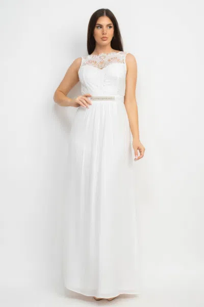 Fashnzfab Jewel Waist-tie Lace Maxi Dress