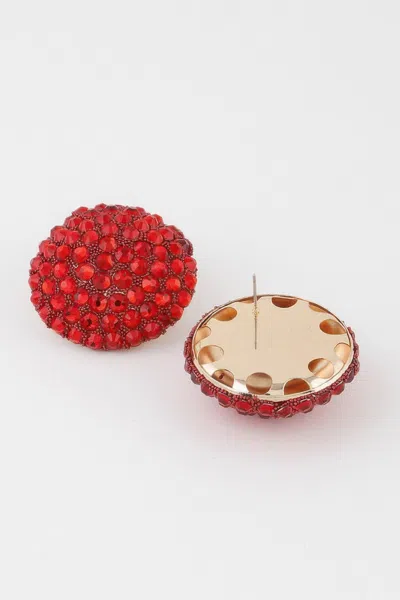 Fashnzfab Jeweled Dome Stud Earrings In Red