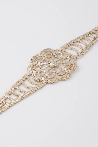 Fashnzfab Jeweled Flower Choker Necklace In Multi