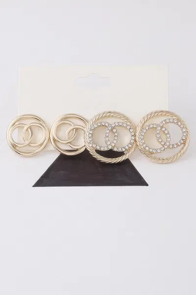 Fashnzfab Jeweled Oo Stud Earrings Set In Multi