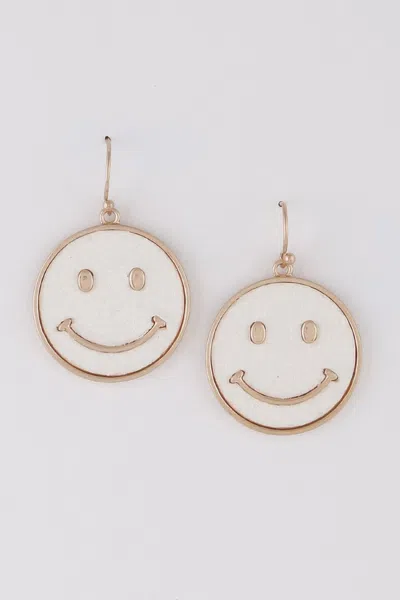 Fashnzfab Jeweled Smiley Face Earrings In Gold