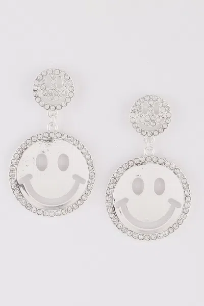 Fashnzfab Jeweled Smiley Face Earrings In Multi