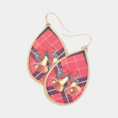 Fashnzfab Jingle Bell Printed Teardrop Dangle Earrings In Gold