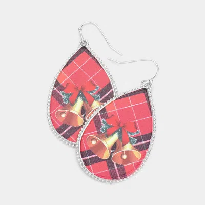 Fashnzfab Jingle Bell Printed Teardrop Dangle Earrings In Pink