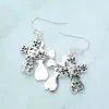 Fashnzfab John 3:16 Message Double Metal Cross Dangle Earrings In Multi
