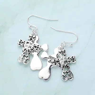 Fashnzfab John 3:16 Message Double Metal Cross Dangle Earrings In Multi