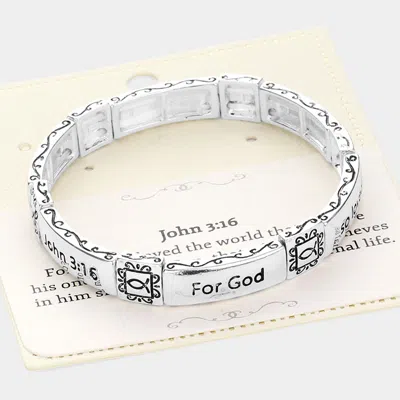 Fashnzfab John 3:16 Message Metal Stretch Bracelet Antique Silver In Multi