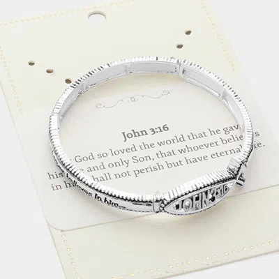 Fashnzfab John 3:16 Message Metal Stretch Bracelet In Metallic