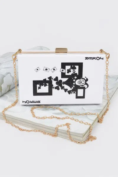 Fashnzfab Joker Acrylic Crossbody Bag In White